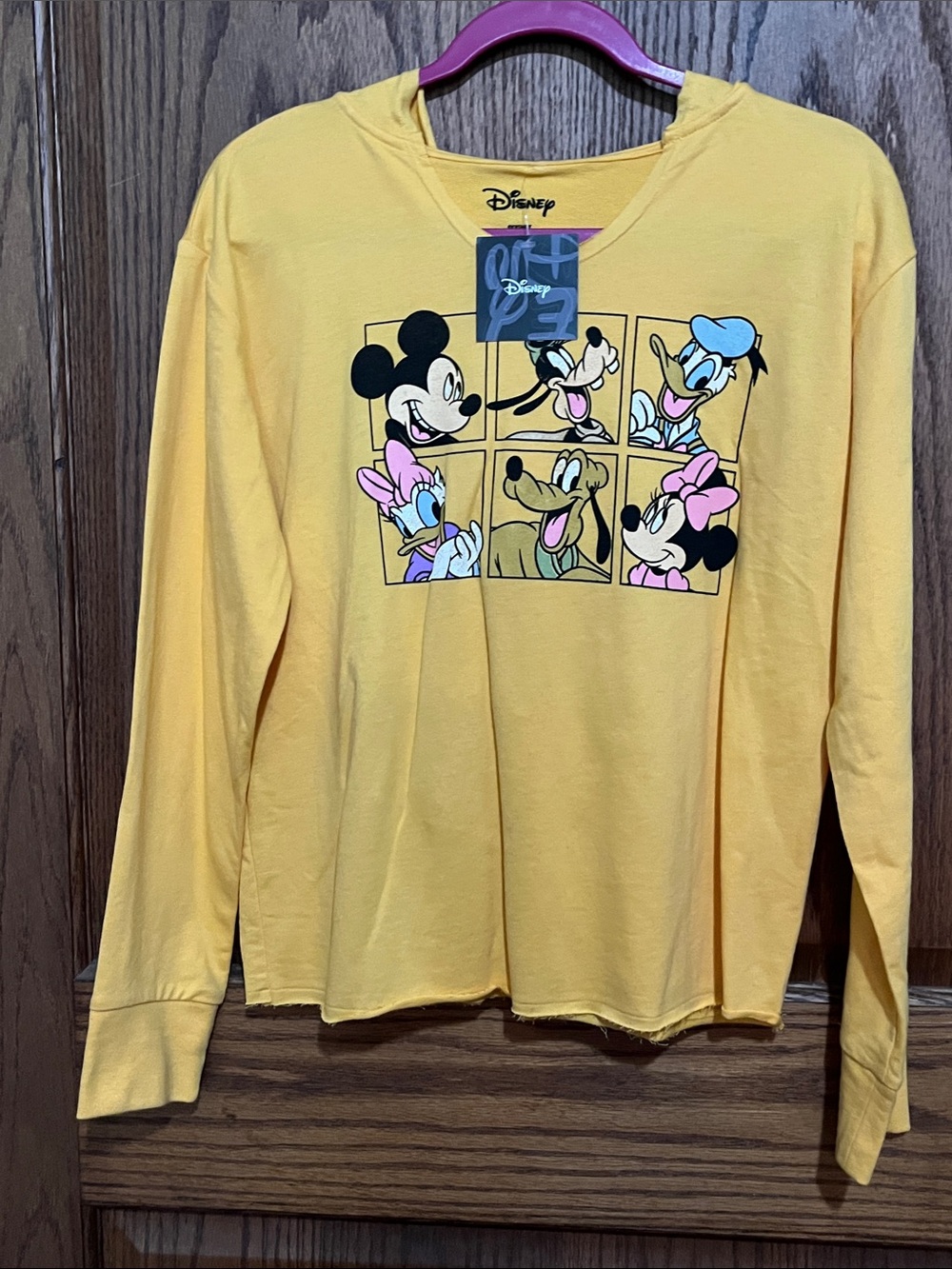 Disney Yellow Long Sleeve Mickey & Friends Panel Tee